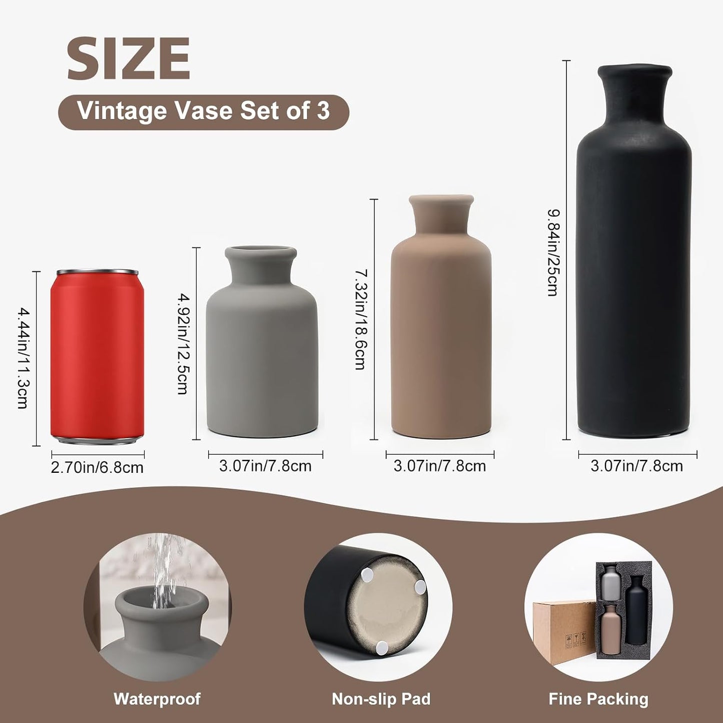Ceramic Vase / Black Mix Set - Gray#2 / Set of 3