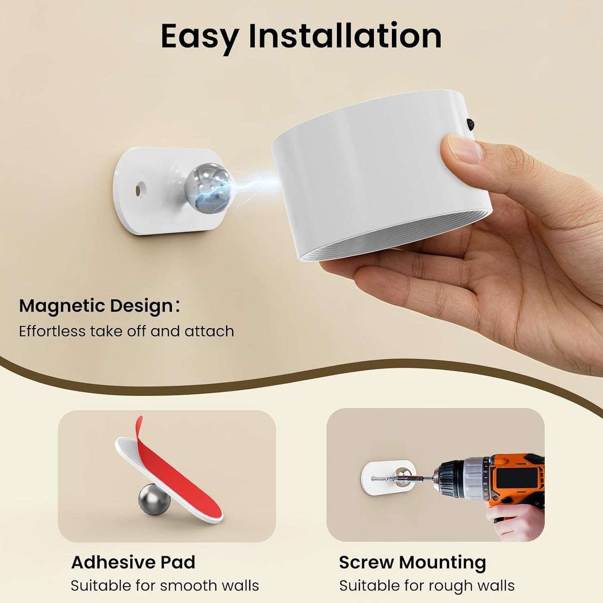 Koopala 3PACK Rechargeable LED Wall Sconce, Cordless Battery with Remote, Powered Wall Sconce, 3 Brightness Levels