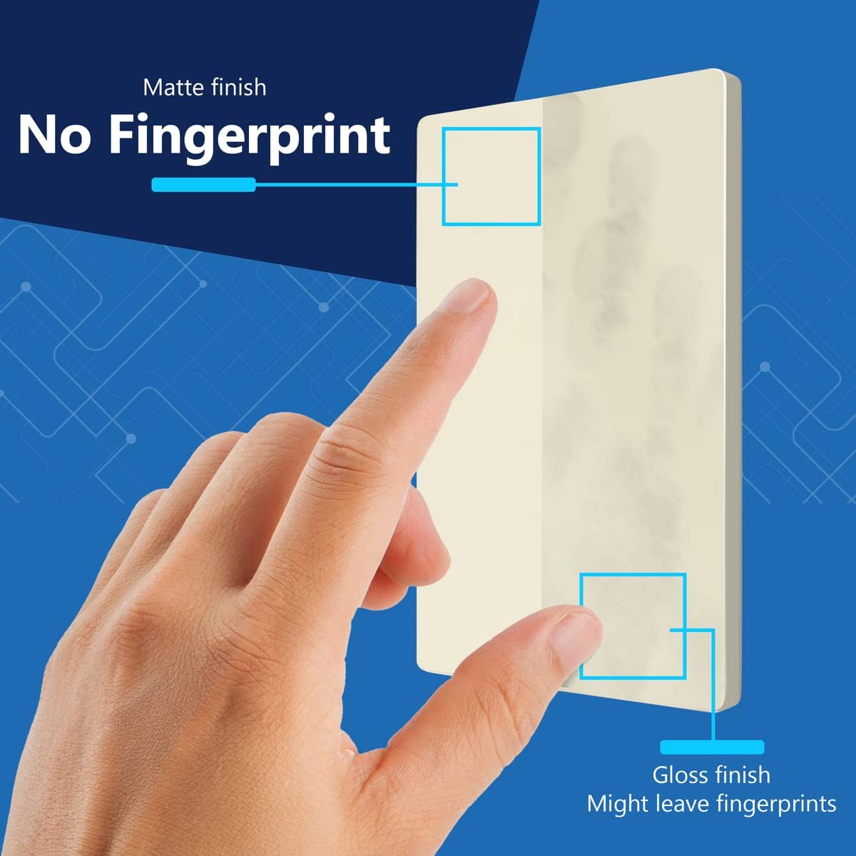 LIDER Blank Wall Plate, Screwless Design, Midsize, 1-Gang, 10-Pack | Temperature And Impact Resistant, Matte Light