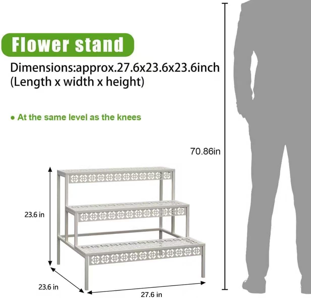 Garden 4 you 3-Tier Rectangular Metal Plant Stand, Ladder Flower Pot Rack | 3-tier stair style,Rectangular heavy-duty