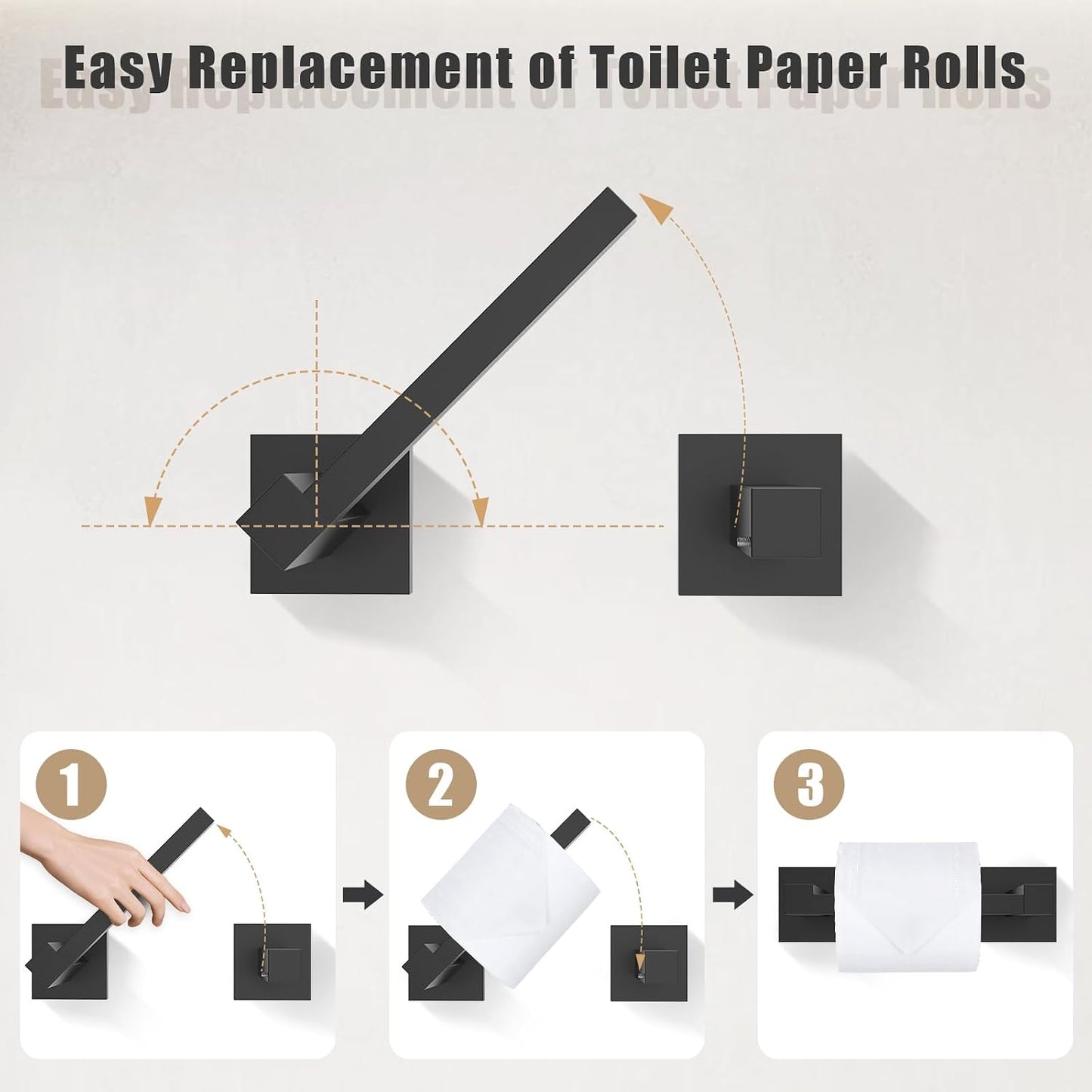 TQKAG Matte Black Bathroom Hardware Accessories Set 5 Pieces, Double Post Pivoting Toilet Paper Holder Set Stainless