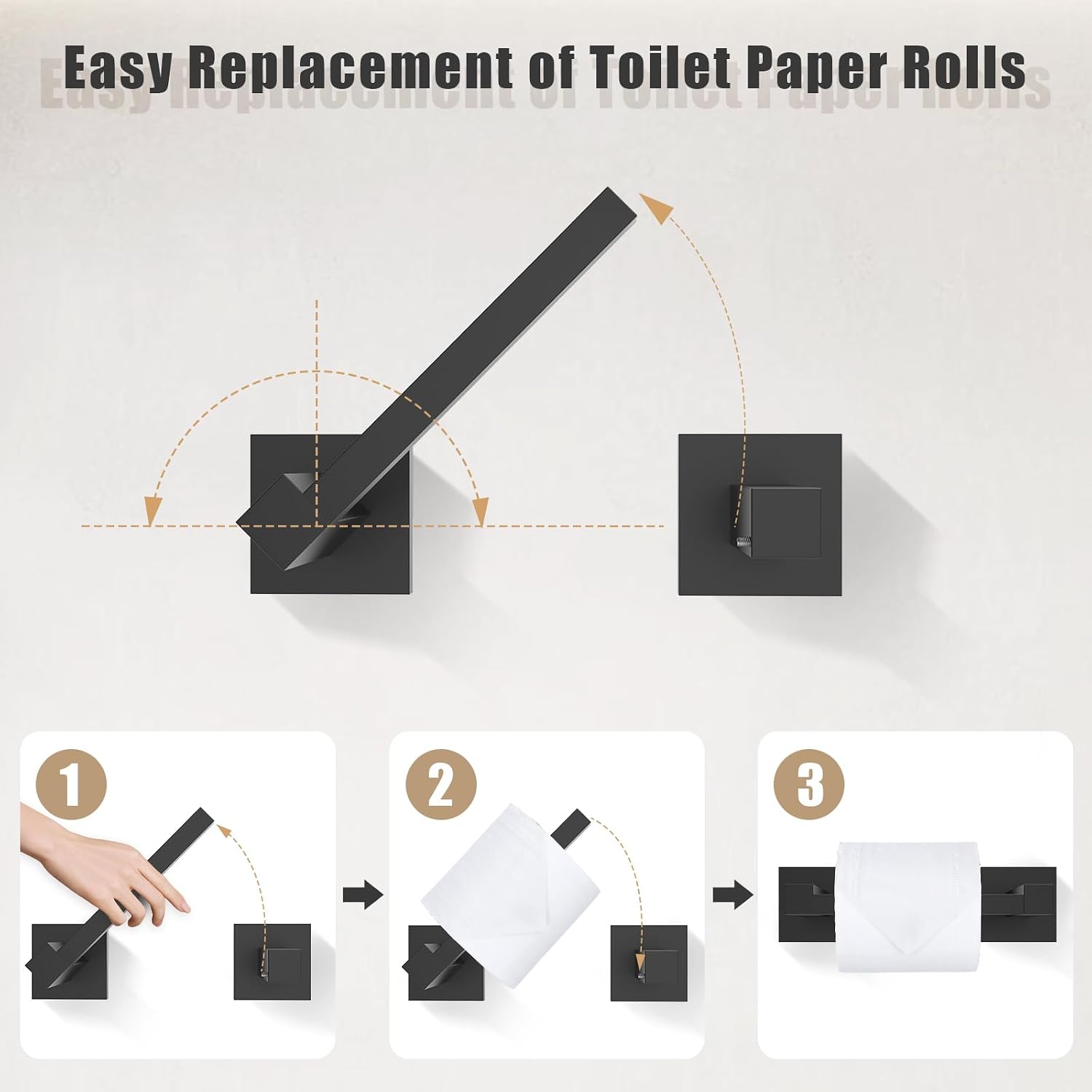 TQKAG Matte Black Bathroom Hardware Accessories Set 5 Pieces, Double Post Pivoting Toilet Paper Holder Set Stainless