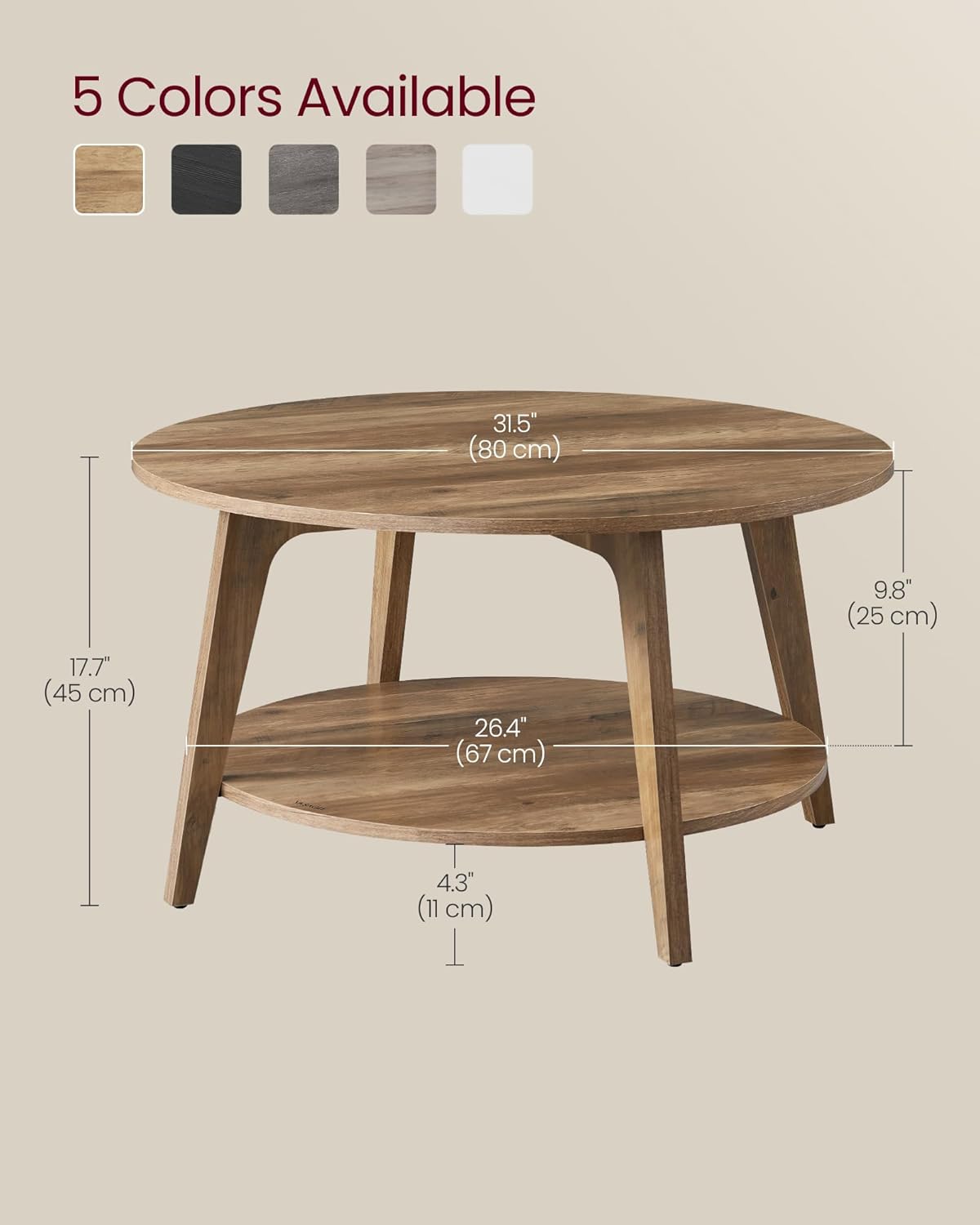 Round Coffee Table / Honey Brown
