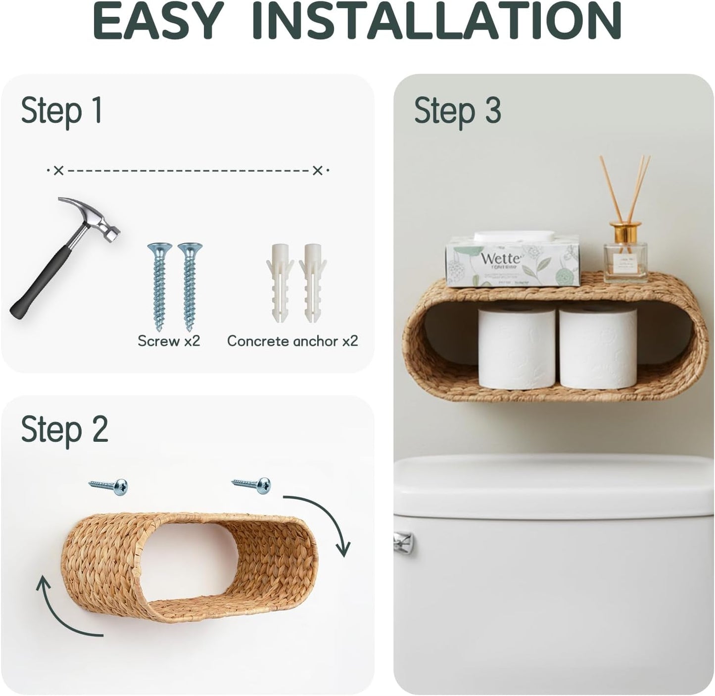 Rattan Hanging Toilet Paper Holder Basket