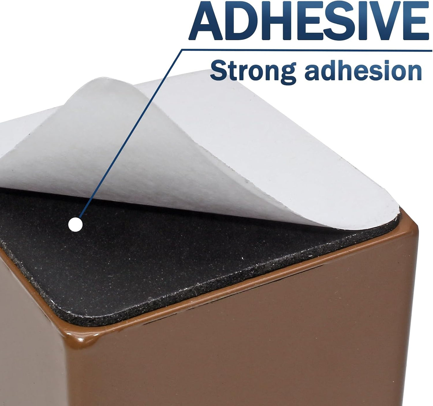 Self-Adhesive Furniture Bed Risers / Brown, Square / 2.4"L x 2.4"W x 1.2"H / Set of 4