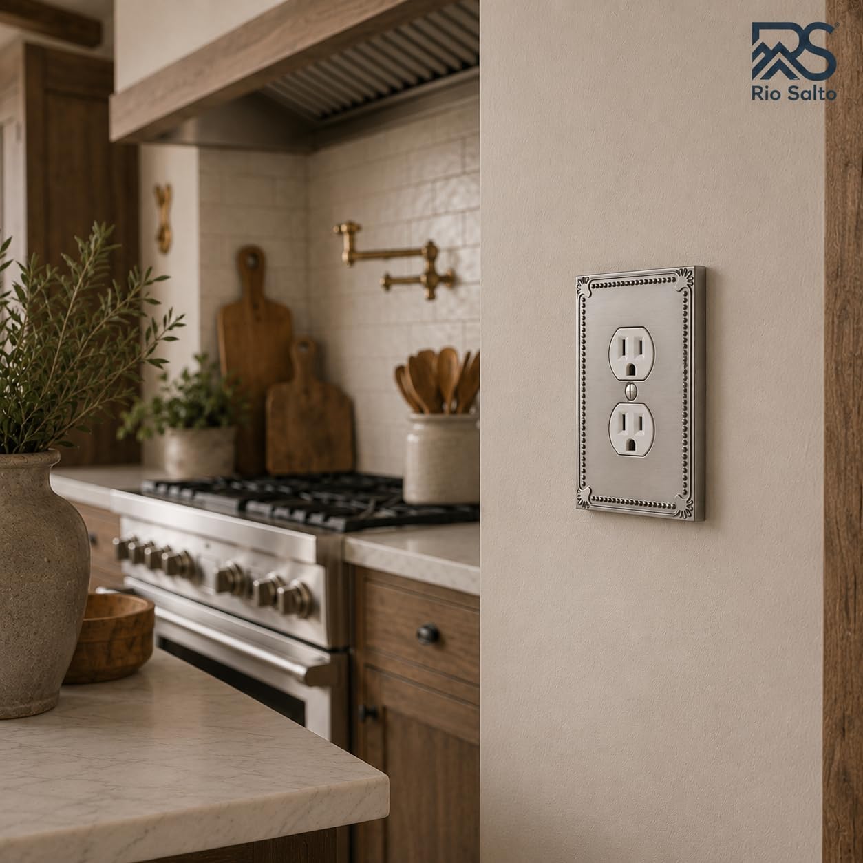 Rio Salto Outlet Covers Duplex Light Switch Cover Plate Electrical Outlet Cover Receptacle Wall Plate Brushed Nickel