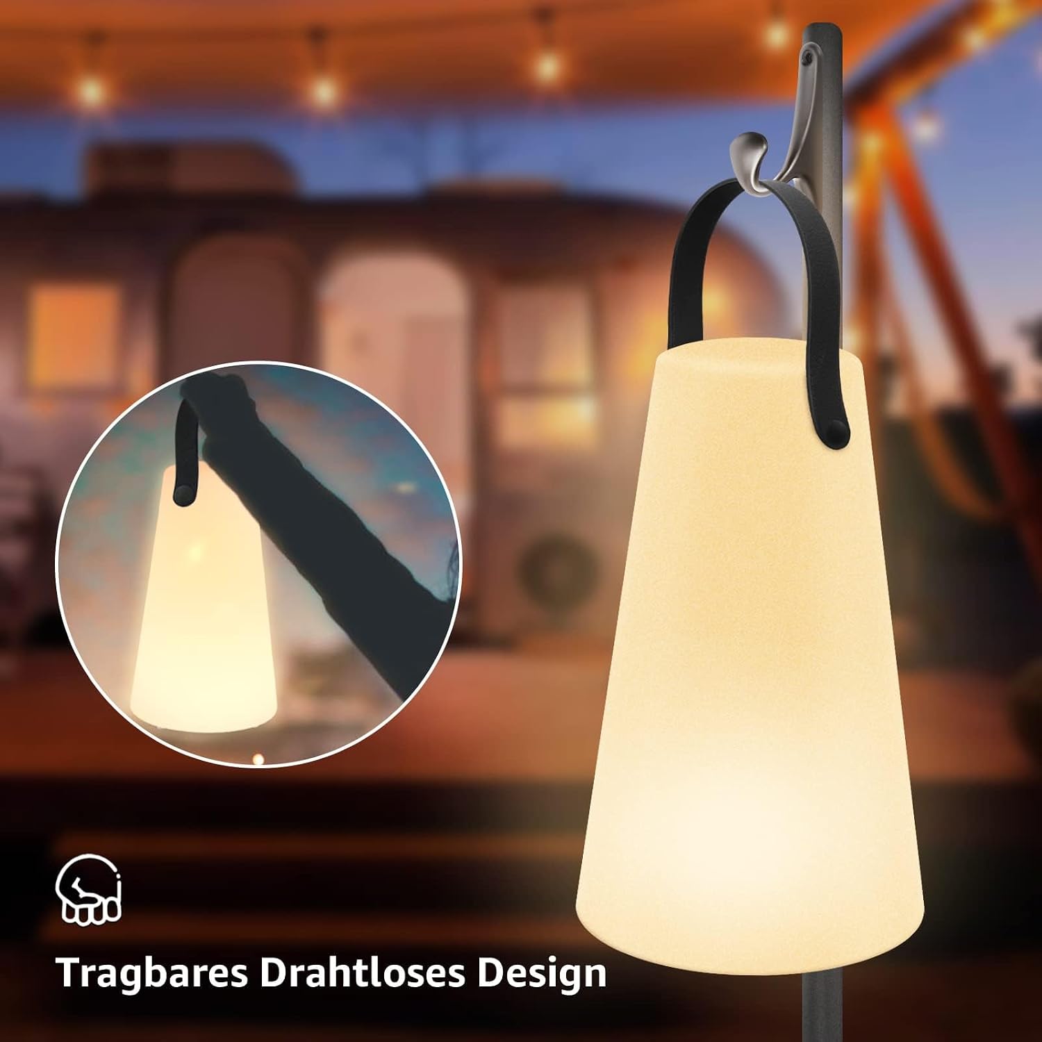 Outdoor Lanterns, GGII Rechargeable Camping Lantern with IP44 Waterproof, Battery Operated Outdoor Portable Cordless