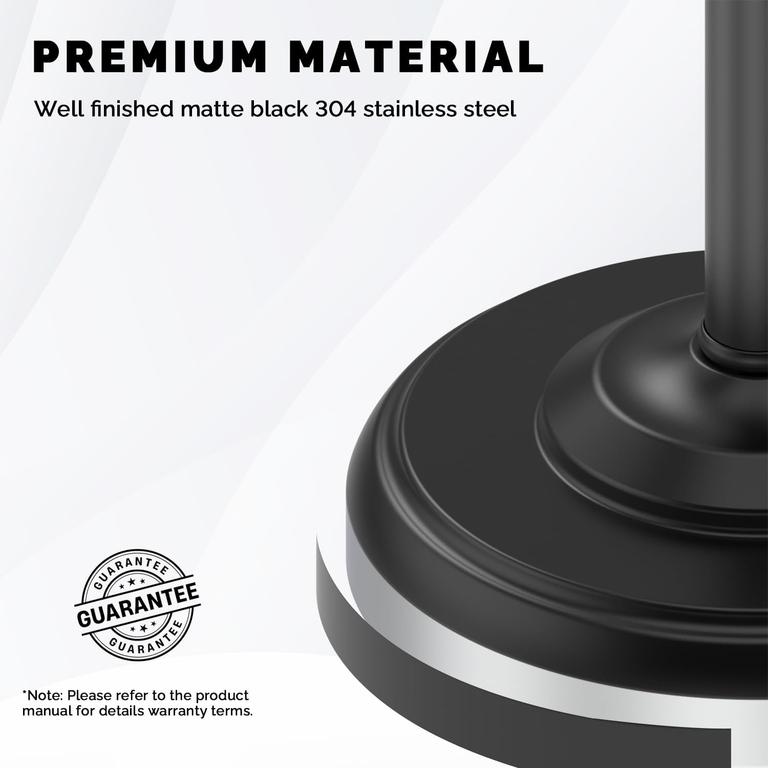 Black Toilet Paper Holder Stand Stainless Steel & Stable Weight Base | Post Pivoting Design Easy to Change Roll, Mega
