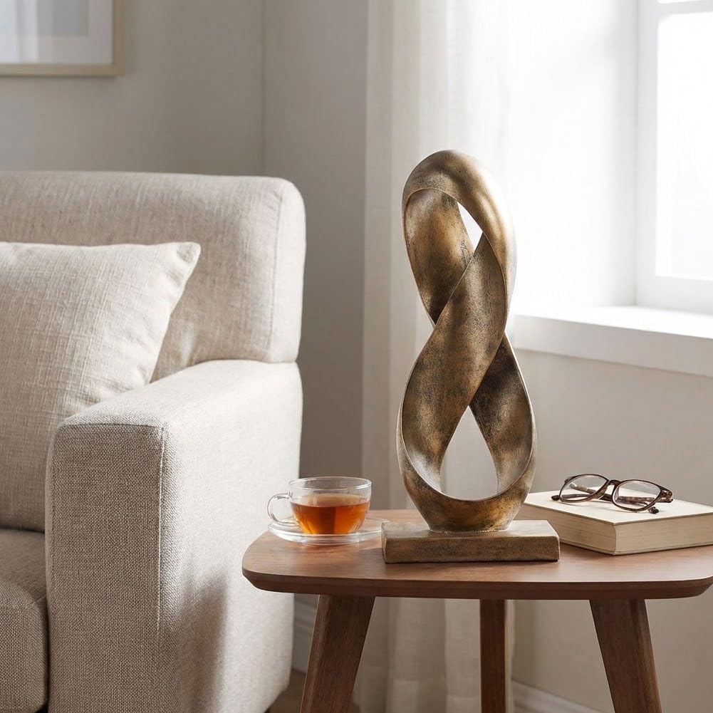 Modern Resin Infinity Loop Statue / Antique Bronze