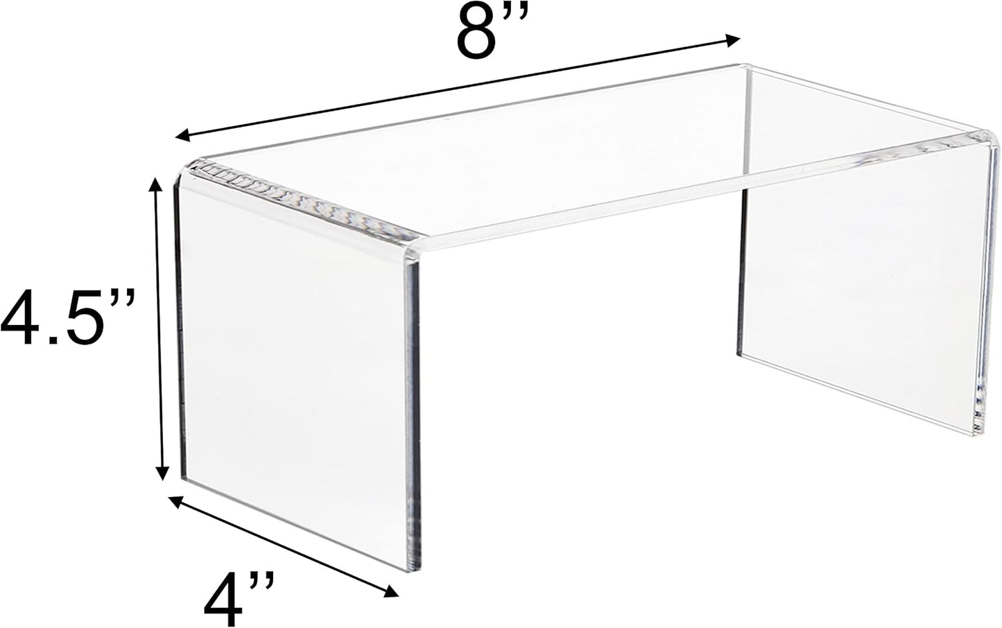 Display Stand / 2 PC Acrylic Risers / 8''x 4''x 4.5 / Clear / Set of 2