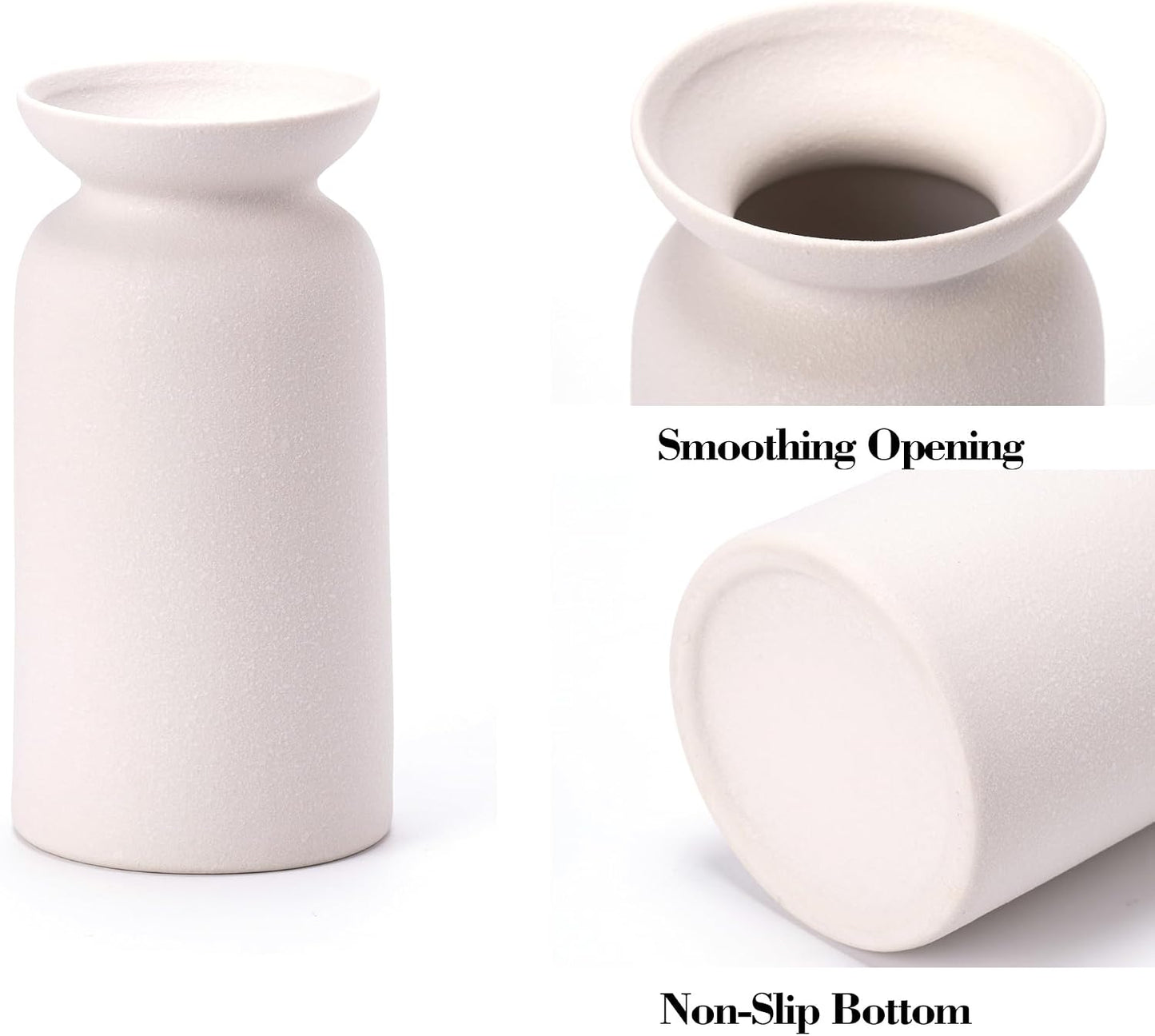 White Ceramic Vase Small Flower Vases for Decor Modern Boho Farmhouse Style / White-vt12 / Set of 3