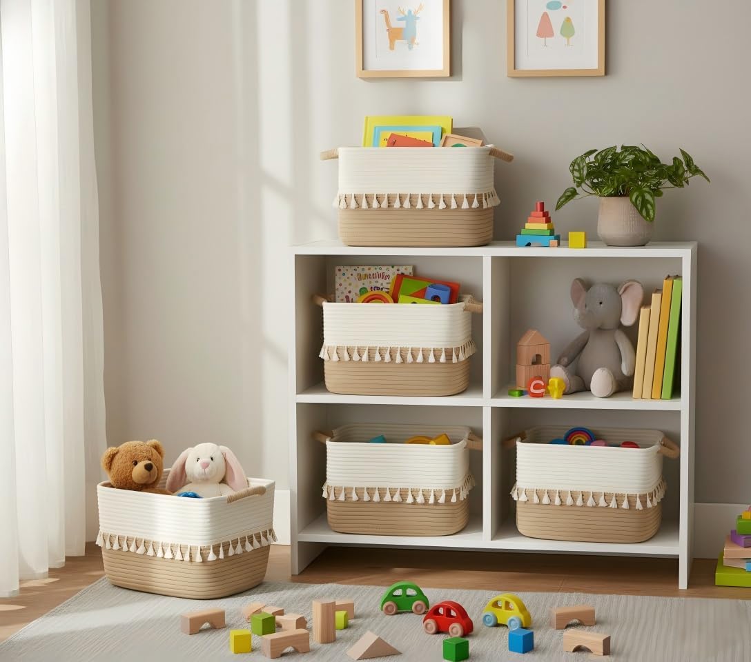 Woven Storage Bin / White & Jute / Set of 3