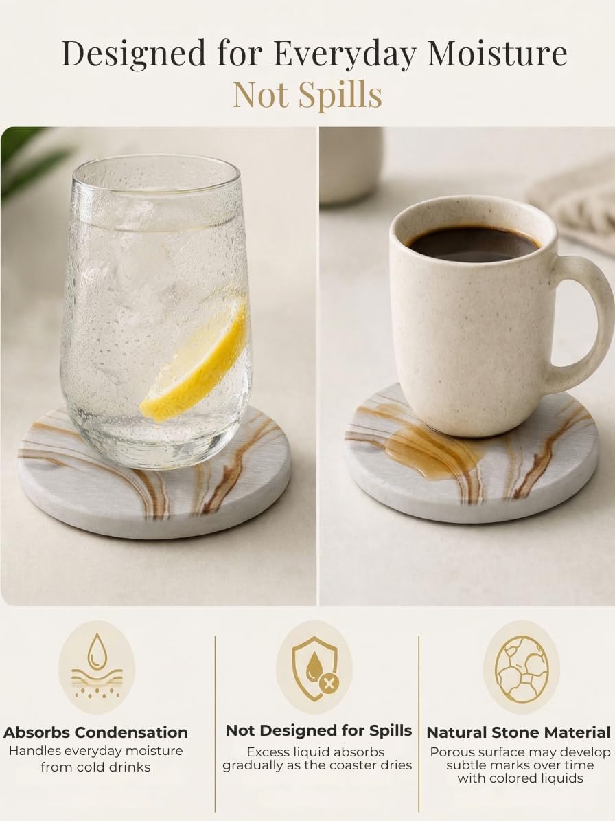 Holder / Absorbent Stone Coasters / Set of 6