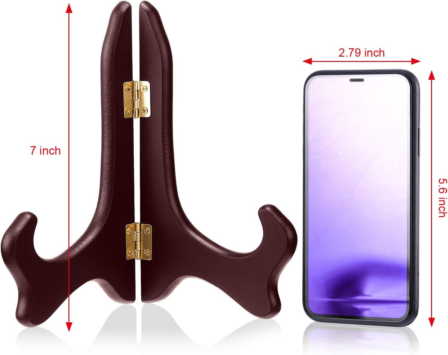4 Packs Wooden Display Stand Decorative Plate Stands for Display Picture Frame Holder / Red / 7 Inch