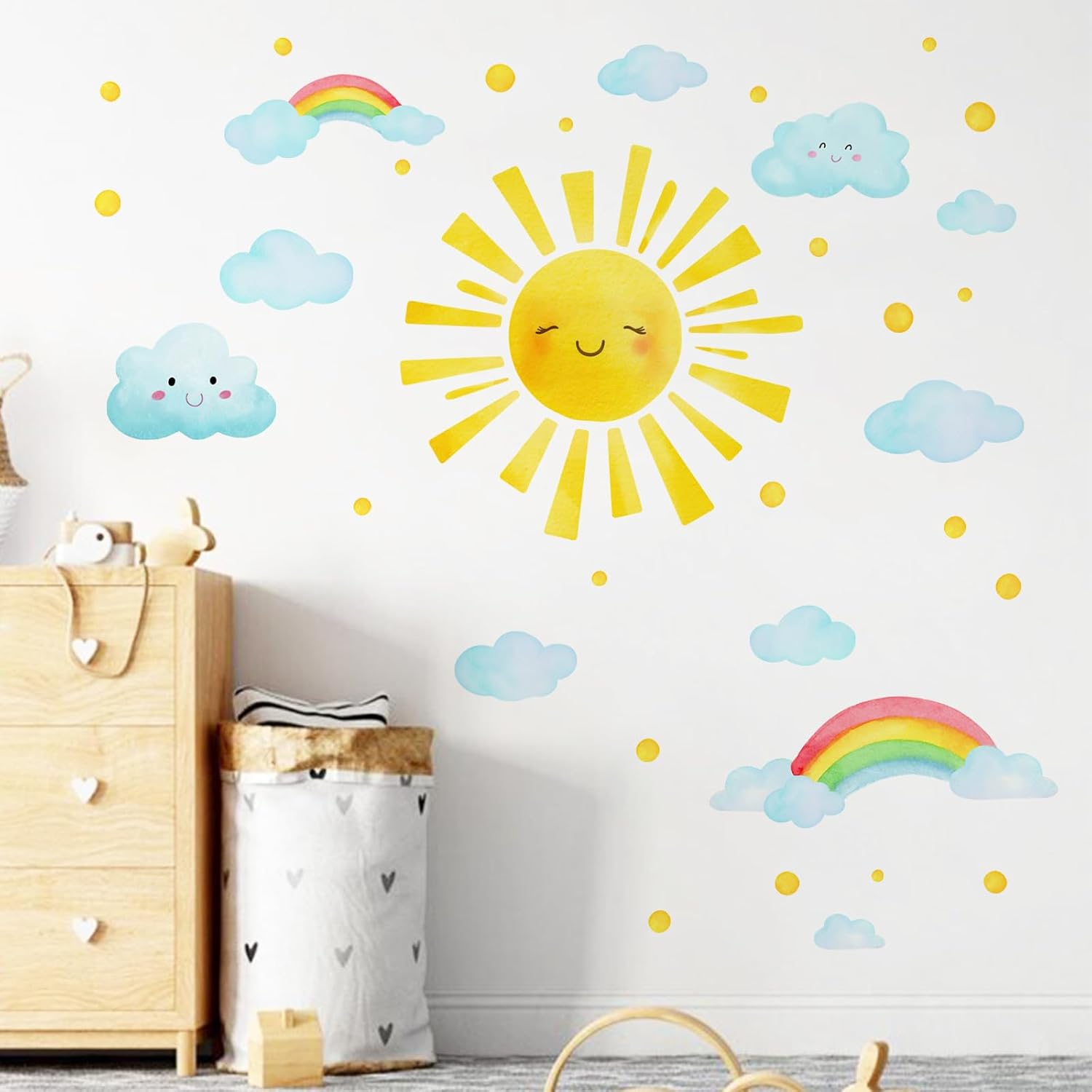Watercolor Smile Wall Decals Stickers / Sun