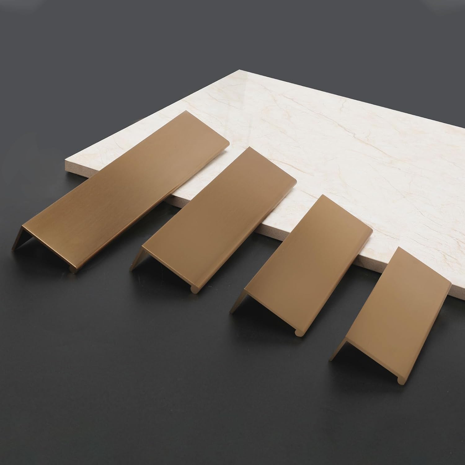 Brushed Bronze Edge Pulls for Cabinet / Hole Center: 6-1/4in / Champion Bronze / 4 Inch / Set of 4