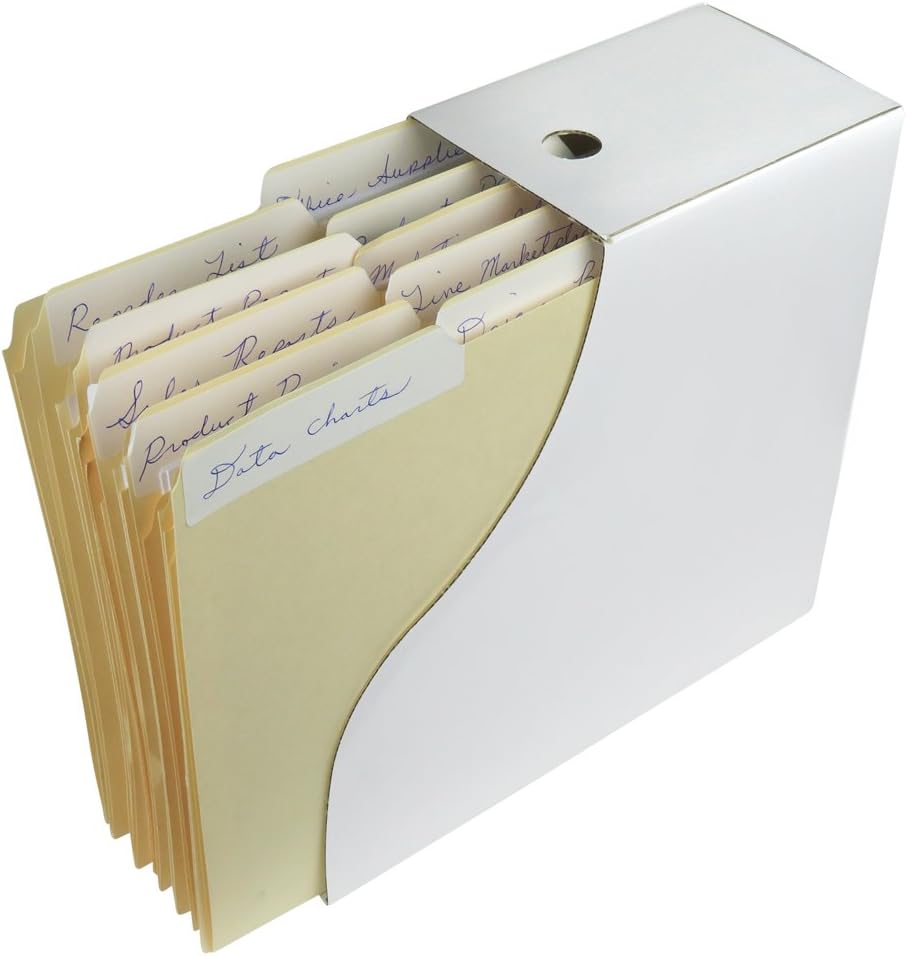 Evelots Magazine File Holder - Set of 12 White - Office Desk Organizer - Sturdy Cardboard - New Upgraded Double Front