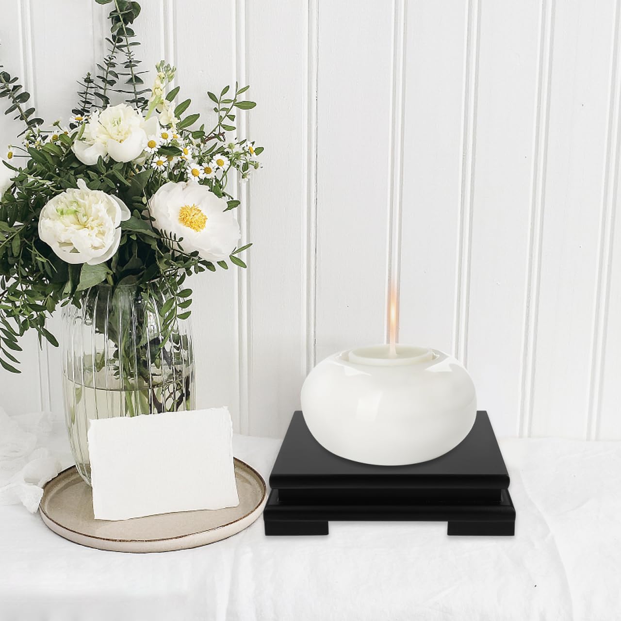 Wood Vase Display Riser / Black / 7 Inch