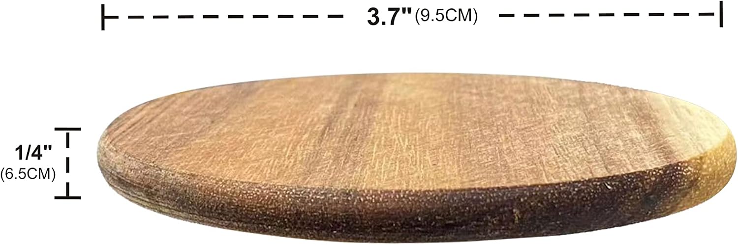 Holder / Acacia Wood Drink Coasters / 3.72 Inch / Set of 8
