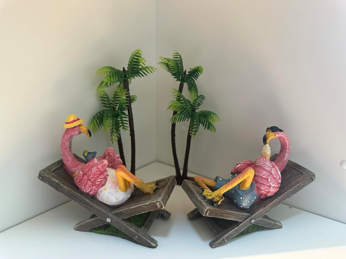 Flamingo Figurines Resin Flamingo Bird Sculpture / Pink / Set of 2