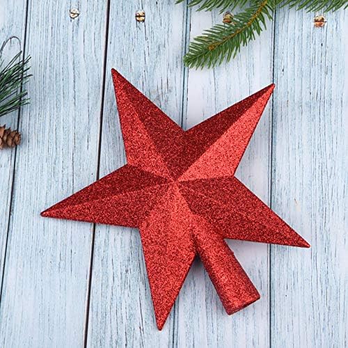 8 Inches Christmas Tree Top Crown Glitter Star Decoration (Red)