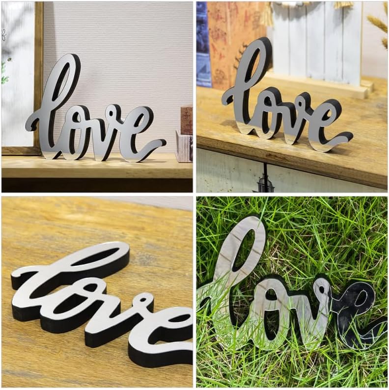Mirror Surface Decor Letter Sign Love Desk Ornament Acrylic Freestanding Tabletop Sign
