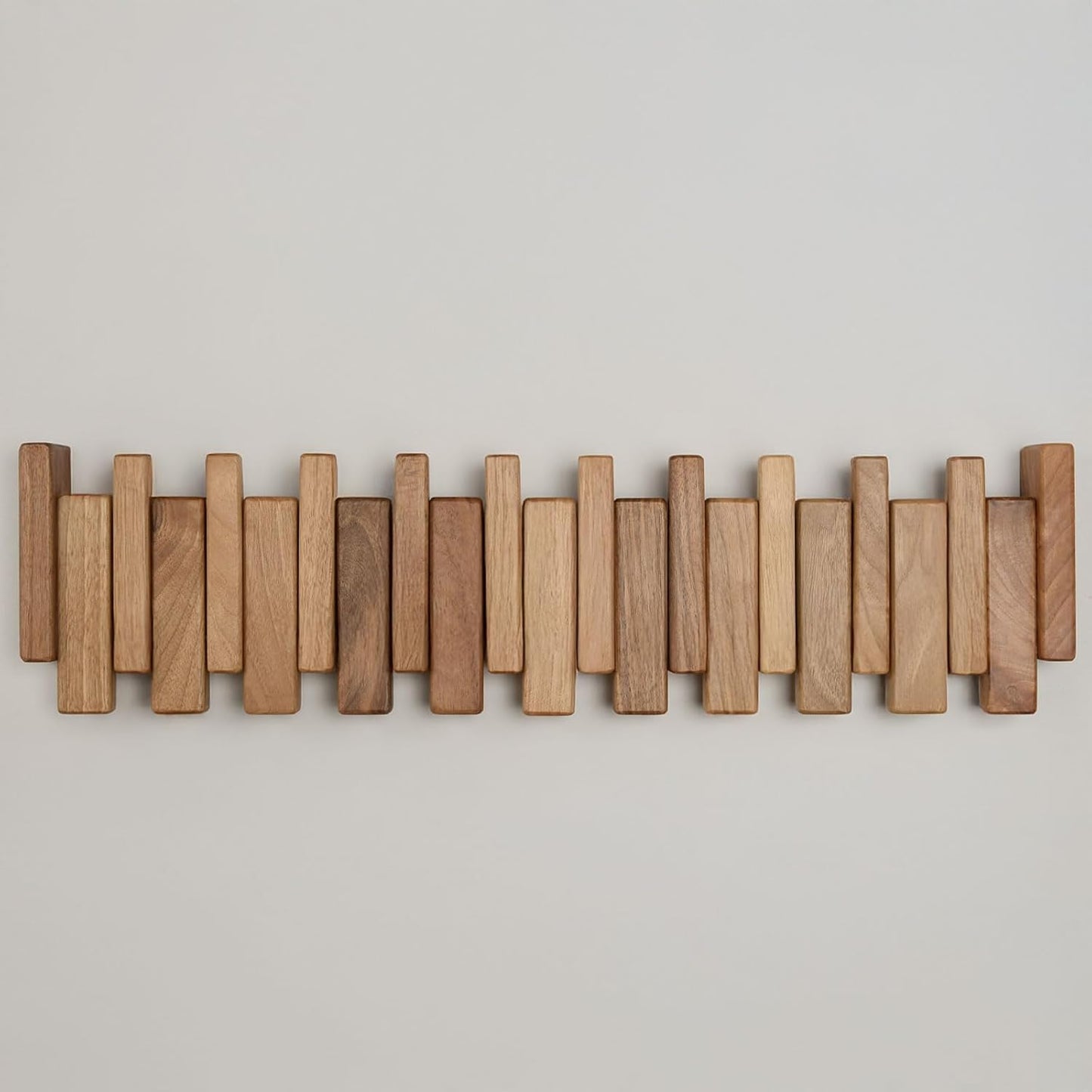 Solid Walnut Piano Key Coat Rack / Walnut-regular-natural / 10 Hooks