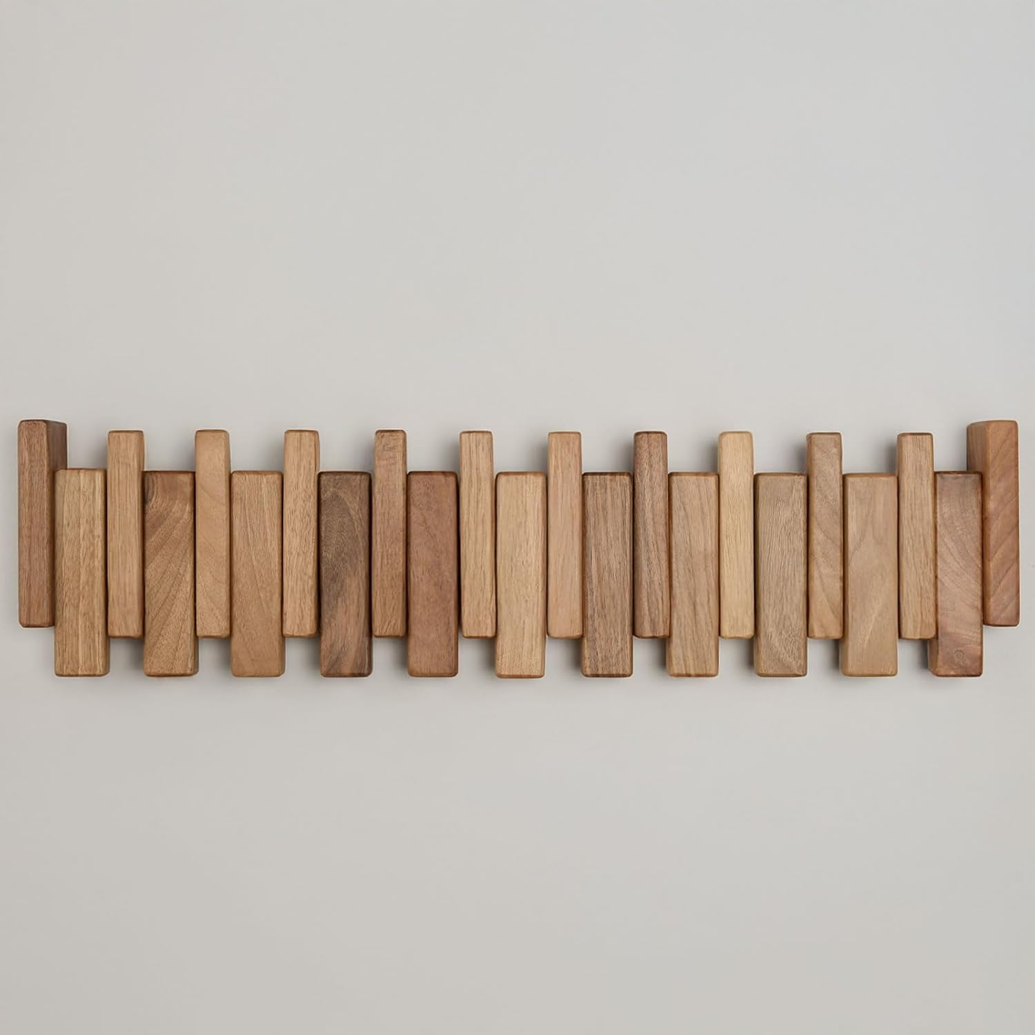 Solid Walnut Piano Key Coat Rack / Walnut-regular-natural / 10 Hooks