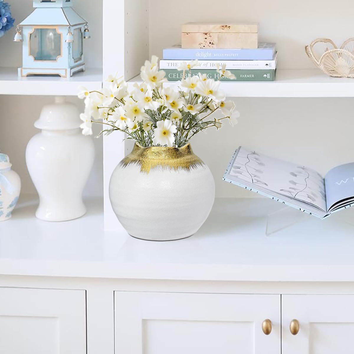 Boho Vase / Ceramic Flower Vase / White