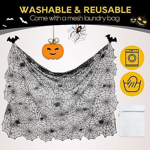 eZAKKA Halloween Tablecloth, 53x71 Inch Spider Web Rectangular