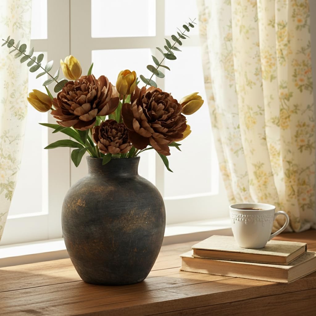 Ceramic Decorative Flower Vase / 443-bronze / 6 Inch