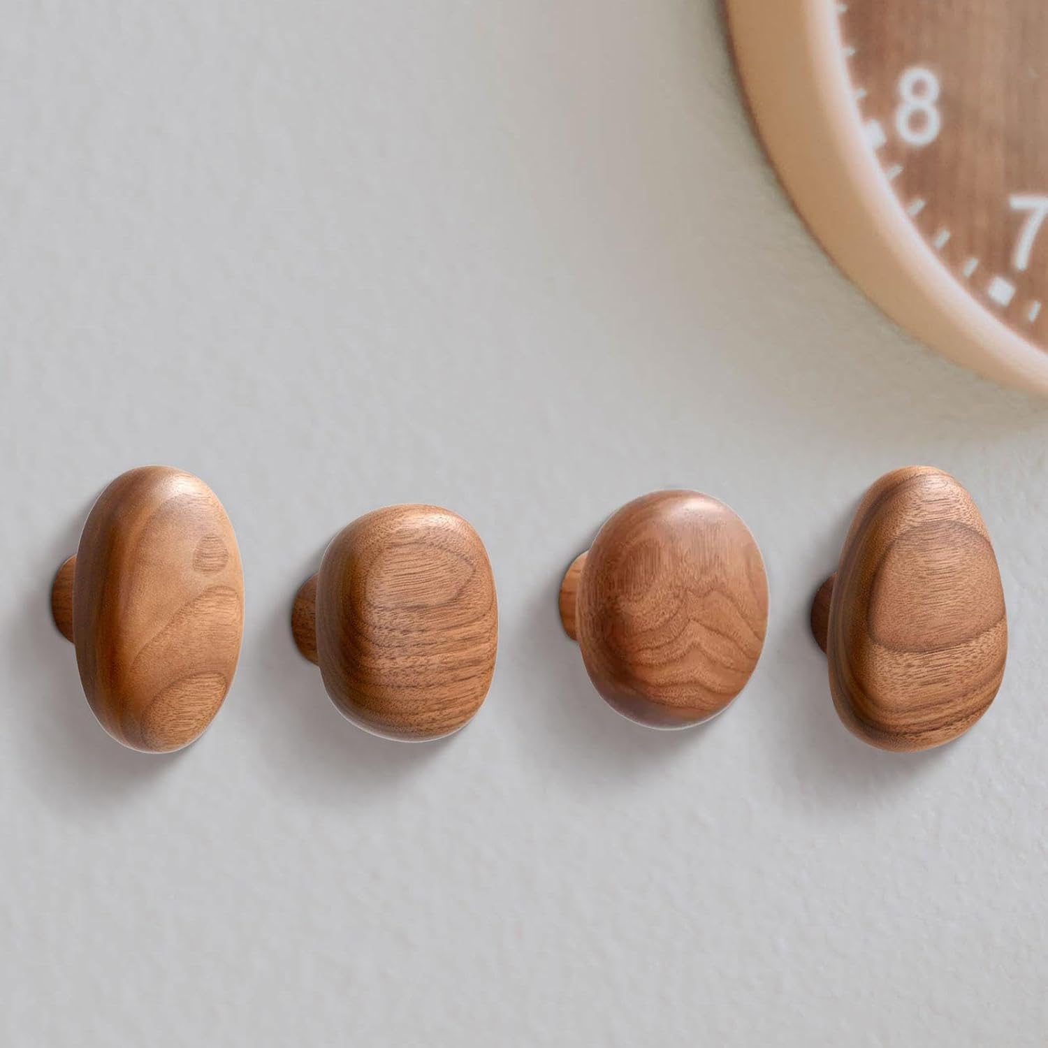Wood Wall Mounted Coat Hooks Wooden Coat Hooks Coat Racks Wood Cabinet Knobs Wall Hooks / Set of 4