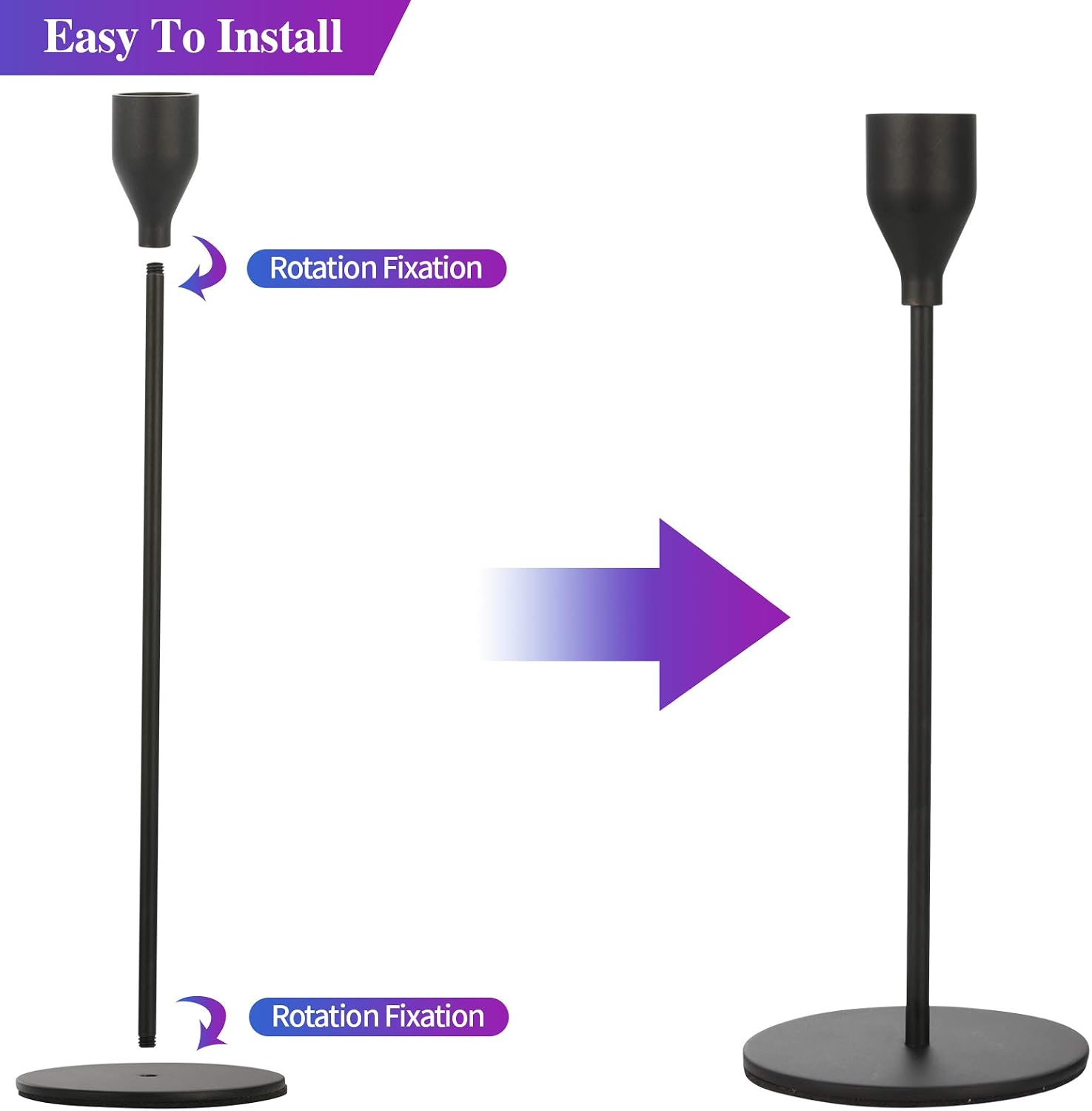 Set of 6 Black Taper Candle Holders Decorative Candlestick Holder for Home Decor, Wedding, Dinning, Party, Anniversary