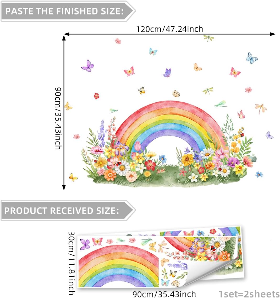 Rainbow Wall Decals Self-Adhesive Decal / Flower Rainbow