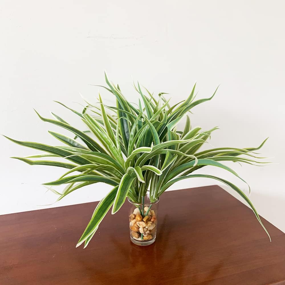 Artificial Spider Leaves Plant Simulation Greenery Grass Faux Chlorophytum Orchid Bush / Set of 3
