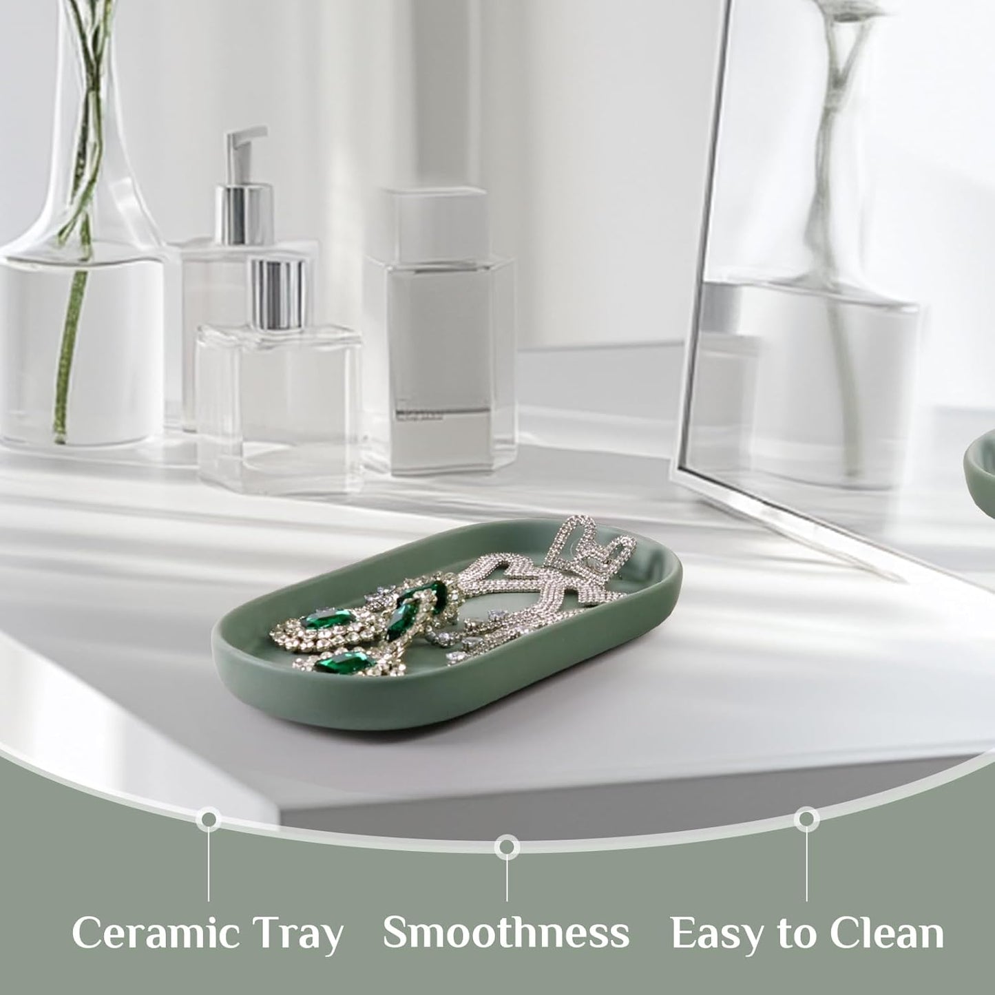 Ceramic Jewelry Tray / Green_1pcs