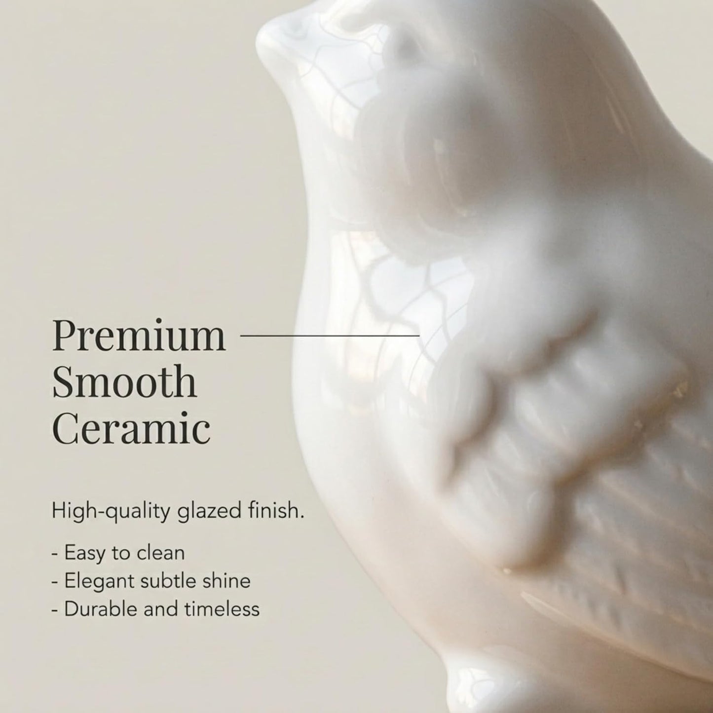 Ceramic Bird Figurines / White / Set of 3