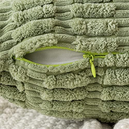 MIULEE Corduroy Decorative Throw Pillow Covers 18x18 Sage Green Pack of 2