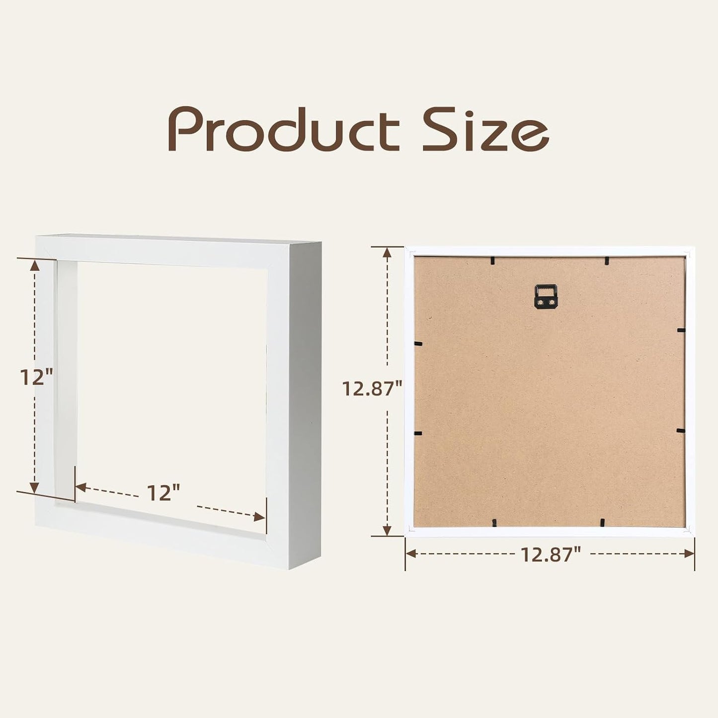 QDSSDECO 12" x 12" Shadow Box Display Case, Linen Back, 2 Pack White | Deep interior, real glass front, wall or