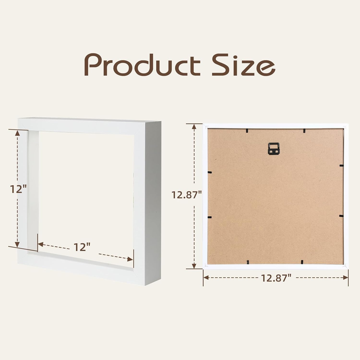 QDSSDECO 12" x 12" Shadow Box Display Case, Linen Back, 2 Pack White | Deep interior, real glass front, wall or