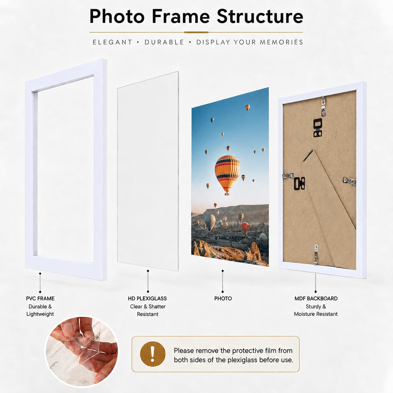 JCJMY 7x10 Picture Frame Set of 6 White for Wall Hanging or Tabletop- Wall Mounting Horizontally or Vertically, 7 x 10