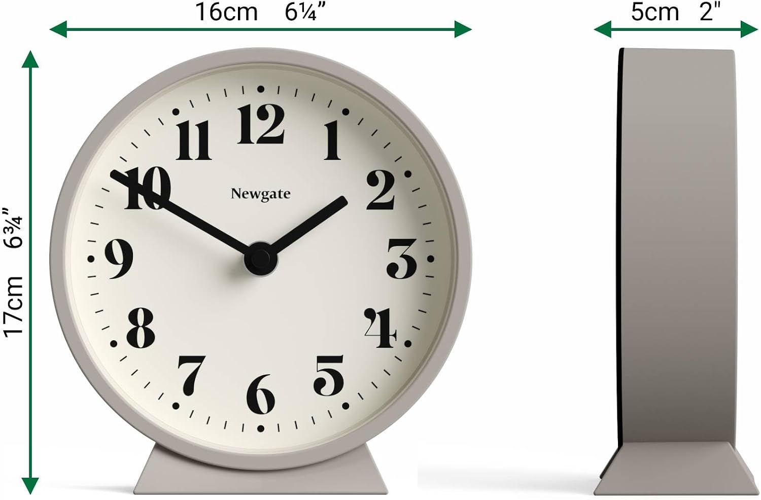 NEWGATE® Theatre Mantel Clock | Modern Classic Round Design | Stone | Contemporary Style for Desk, Table, Shelf or