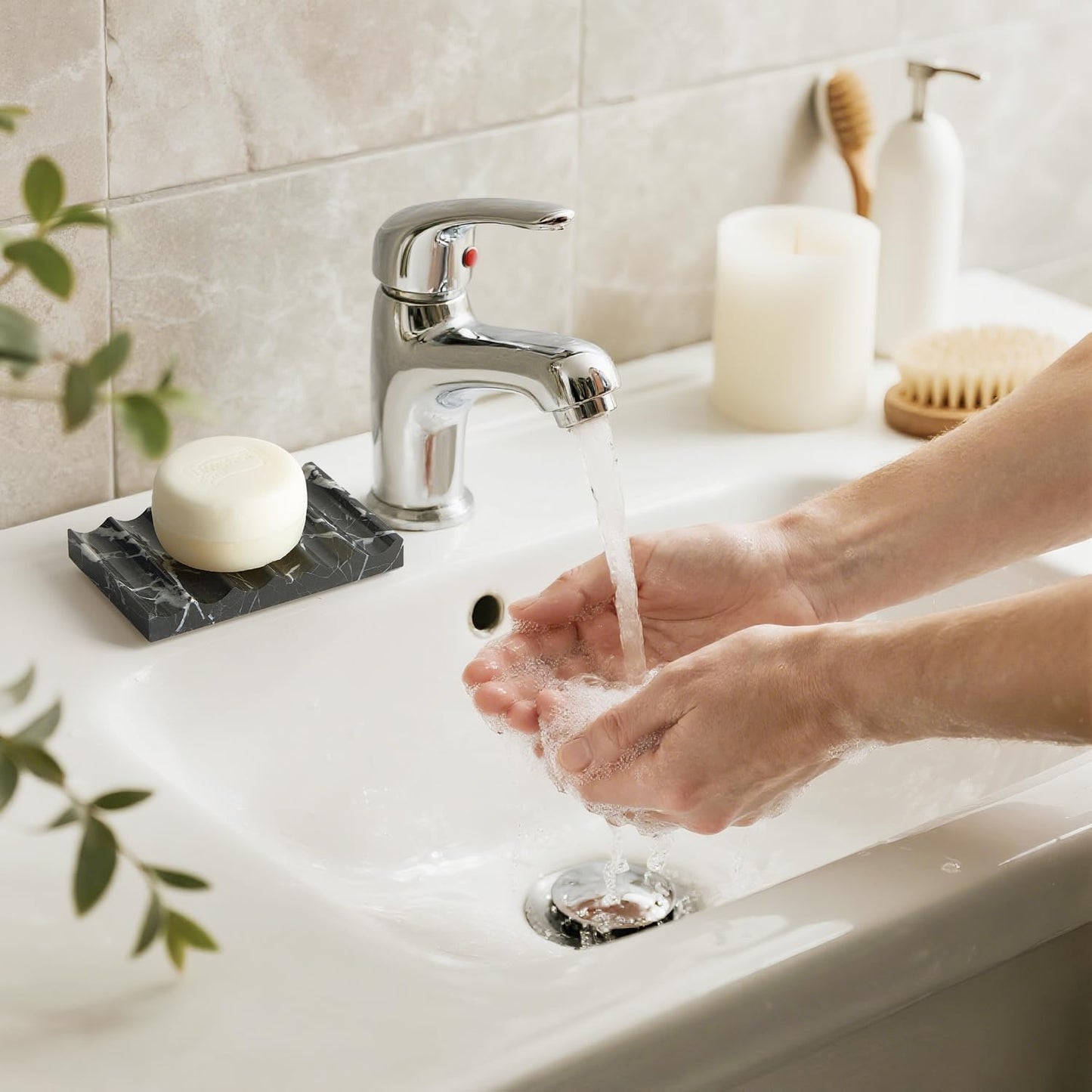 Non-Ceramic/Non-Resin Stone soap Tray（ ） / Black / 4.72*3.15inch
