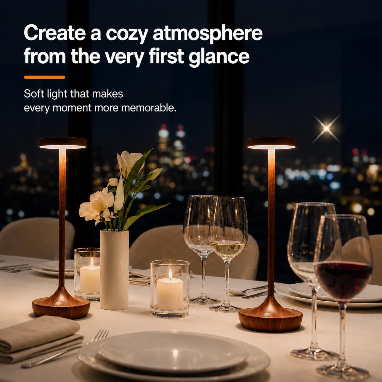 2 Pack Cordless Table Lamps, Rechargeable 6000mAh, 72H Runtime, Waterproof | Stepless Touch Dimming with 3 Color Modes