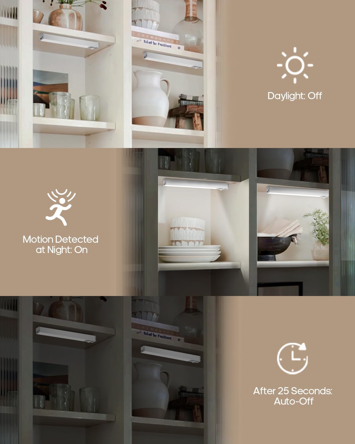 GOODEA 7" Under Cabinet Lighting with Charging Station, 6 Pack | LED Motion Sensor Light Indoor, Rechargeable Closet