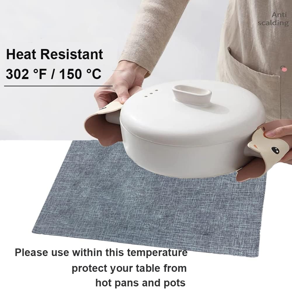 Weabetfu Cloth Placemats Set of 6 Heat Resistant Dining Table Placemmats | Cotton Linen Machine Washable Kitchen Table