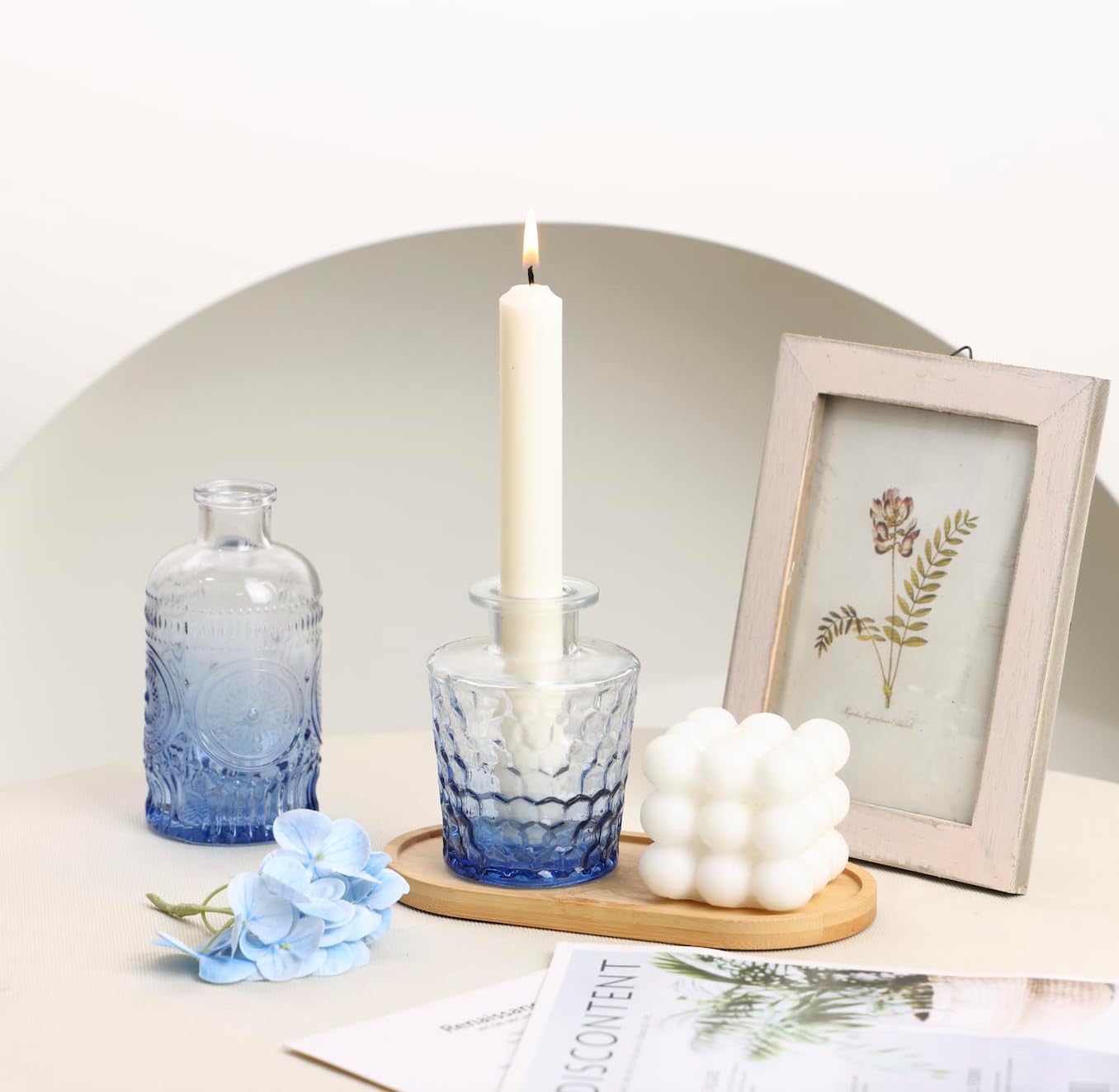 Glass Bud Vase Set / Blue / Set of 5