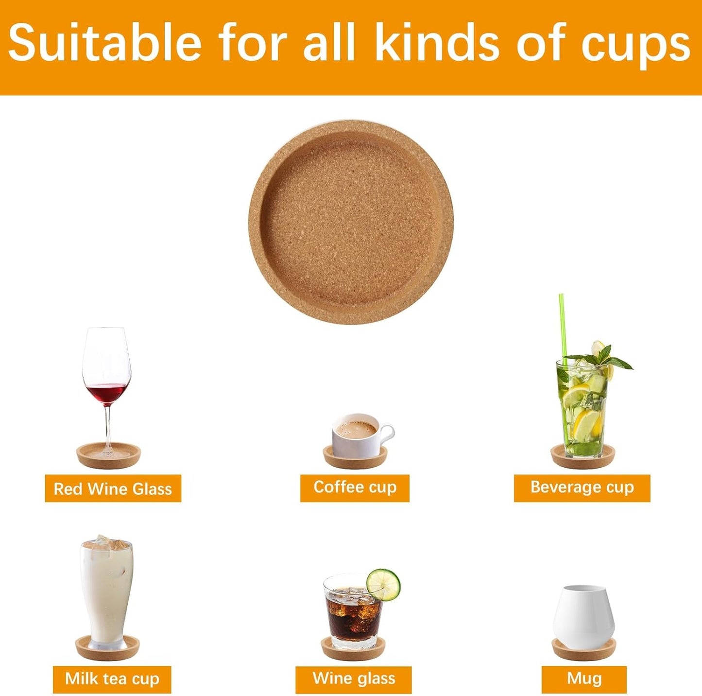 Protect Your Table from Beverage Leak-Proof Cork Cup Holder Bulk / Set of 10