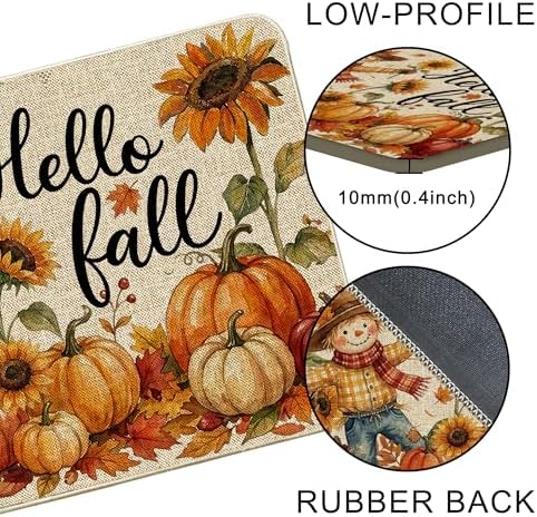 Hexagram Hello Pumpkin Fall Door Mat, Fall Doormat 17x29 Inch