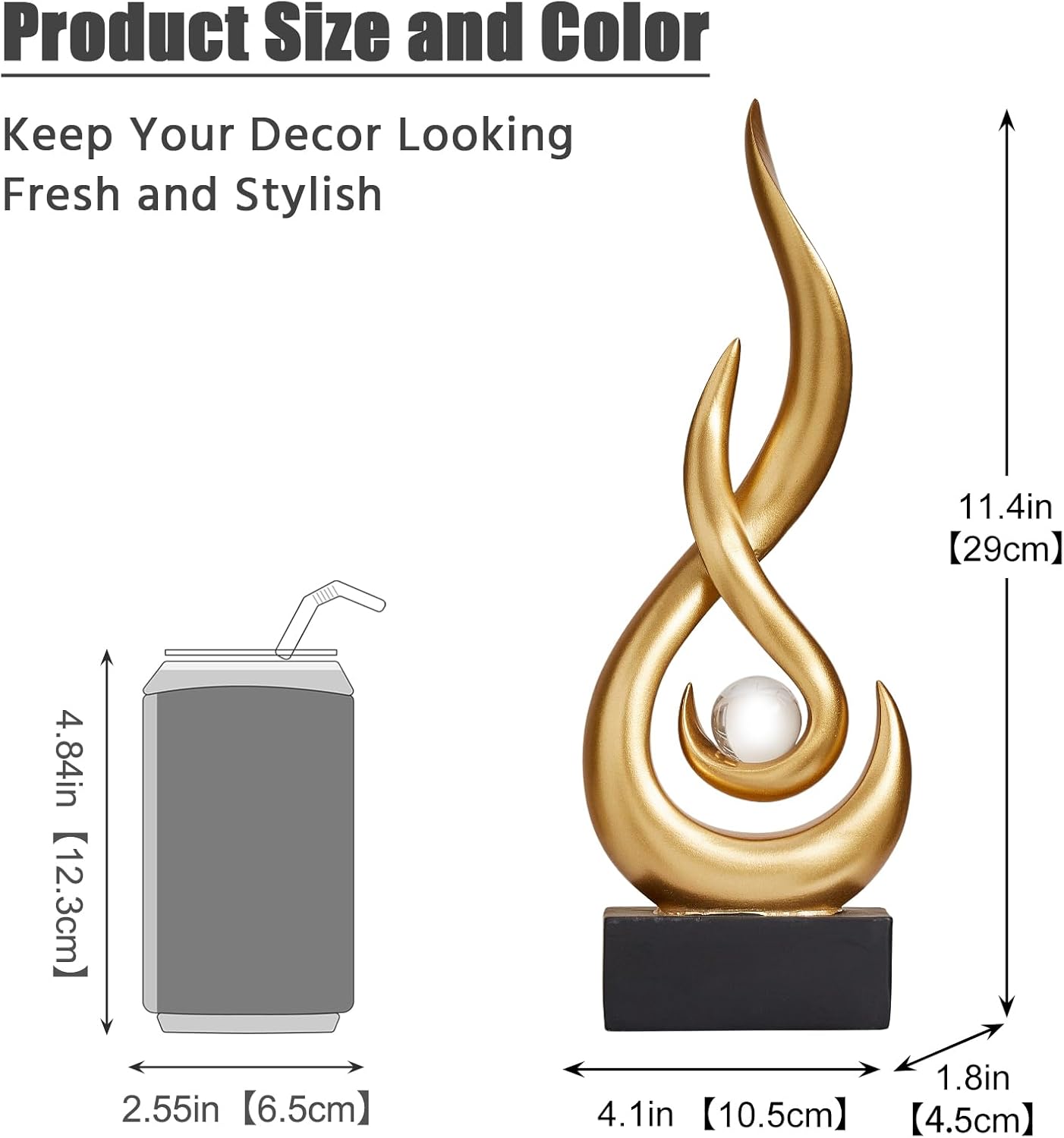 Resin Flame Statue Modern Centerpiece Ornaments / Gold